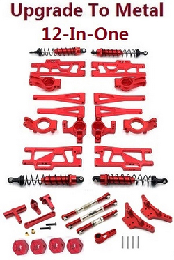 Shcong Wltoys 12401 12402 12402-A 12403 12404 RC Car accessories list spare parts upgrade to metal 12-In-One group (metal Red color)