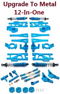 Shcong Wltoys 12401 12402 12402-A 12403 12404 RC Car accessories list spare parts upgrade to metal 12-In-One group (metal Blue color)