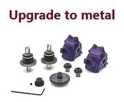 Wltoys 124007 differential mechanism + driving gear + Main gear + Motor gear + Wave box kit Metal Purple - Click Image to Close