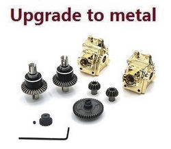 Wltoys 124007 differential mechanism + driving gear + Main gear + Motor gear + Wave box kit Metal Gold - Click Image to Close