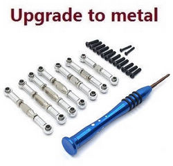 Wltoys 124007 connect rod set upgrade to metal Silver - Click Image to Close