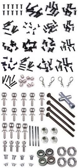 Wltoys 144011 XKS WL Tech XK screws set + ball head screws + bearings + tire wrench + M2.5 nuts + flange sleeve + 2*26mm iron bar + R pin set