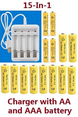 Wltoys 284161 Wltoys 284010 15-In-1 set rechargeable battery Ni-Mh battery Ni-Cd battery charger with 10*AA battery and 4*AAA battery