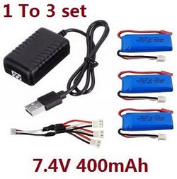 Wltoys 284161 Wltoys 284010 1 to 3 USB charger wire set + 3*7.4V 400mAh battery set