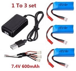 Wltoys 284161 Wltoys 284010 1 to 3 USB charger wire set + 3*7.4V 600mAh battery set