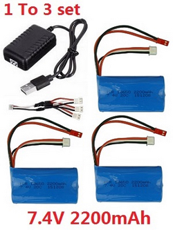 Wltoys V913-A XKS WL Tech XK V913-A 1 to 3 USB charger set + 3*7.4v 2200mAh battery set
