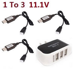Wltoys WL XK XKS 124008 1 to 3 USB charger adapter + 3*11.1V USB wire set