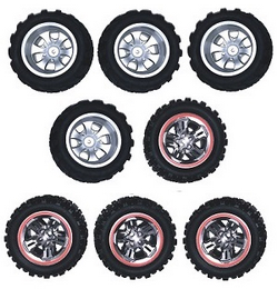 Wltoys XKS WL Tech XK 184008 tire group 2929 Red + Silver 8pcs - Click Image to Close