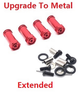 Wltoys XKS WL Tech XK 184008 upgrade to metal 30mm extension 12mm hexagonal hub drive adapter combination coupler Red - Click Image to Close