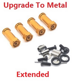 Wltoys XKS WL Tech XK 184008 upgrade to metal 30mm extension 12mm hexagonal hub drive adapter combination coupler Gold