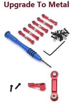 Wltoys XKS WL Tech XK 184008 upgrade to metal connect and steering rod set + servo arm and connect rod Red