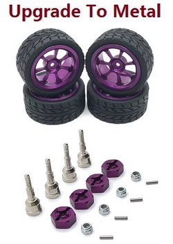 Wltoys XK WL XKS 184011 upgrade to metal hub tire + cup set of wheel seat + M3 nuts + fixed metal bar + hexagon wheel seat (Purple)