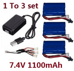 Wltoys XK WL XKS 184011 1 to 3 USB charger set + 3*7.4V 1100mAh battery set