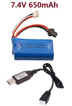 WPL B-16 B16-1 B-16K 7.4V 650mAh battery with USB charger wire - Click Image to Close