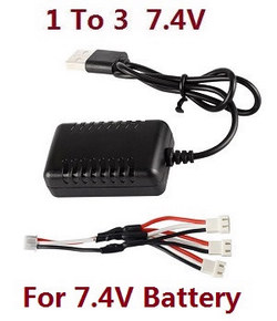 WPL B-16 B16-1 B-16K USB charger wire + 1 to 3 charger wire (For 7.4V battery) - Click Image to Close