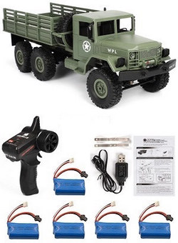 WPL B-16 Military Truck RC Car with 5 battery RTR Green
