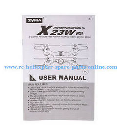 Shcong Syma X23W X23 RC quadcopter accessories list spare parts English manual instruction book