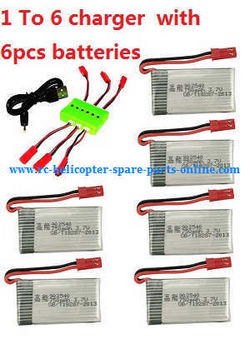 Shcong XK X250 quadcopter accessories list spare parts 1 To 6 charger + 6*3.7V 750mAh battery (JST)