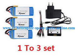 Shcong XK X380 X380-A X380-B X380-C quadcopter accessories list spare parts 1 to 3 cherger set + 3*11.1V 5400mAh battery