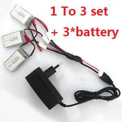 Shcong MJX X401H RC quadcopter accessories list spare parts 1 to 3 charger wire + 3*7.4V 350mAh battery set