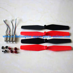 Shcong Syma X56 X56W RC quadcopter accessories list spare parts main blades (Red-Black) + main motors + caps of blades (Silver + Red)
