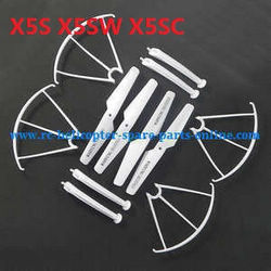 Shcong syma x5s x5sw x5sc quadcopter accessories list spare parts main blades + protection frame + undercarriage (White)