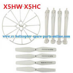 Shcong syma x5hc x5hw quadcopter accessories list spare parts main blades + protection set + undercarriage set (White)