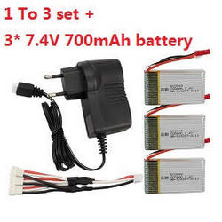 Shcong MJX X601H RC quadcopter accessories list spare parts 1 to 3 charger set + 3*7.4V 700mAh battery set
