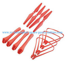 Shcong Syma X8SW X8SC X8SW-D RC quadcopter accessories list spare parts main blades + protection frame set + undercarriage (Red)