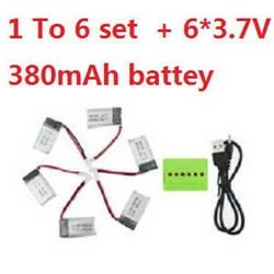 Shcong MJX X906T RC quadcopter accessories list spare parts 1 to 6 charger set + 6*3.7V 380mAh battery set