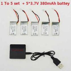 Shcong MJX X906T RC quadcopter accessories list spare parts 1 to 5 charger set + 5*3.7V 380mAh battery set