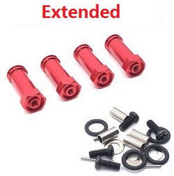 Xinlehong Toys 9125 XLH 9125 30mm extension 12mm hexagonal hub drive adapter combination coupler (Metal) Red - Click Image to Close