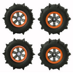 Xinlehong Toys 9125 XLH 9125 tires wheels 4pcs Orange - Click Image to Close