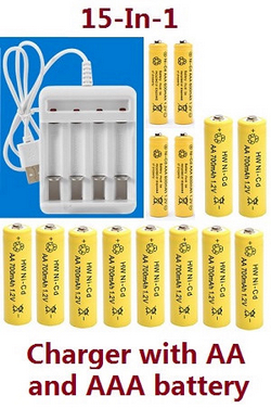 XLH Xinlehong Toys 9130 9135 9136 9137 9138 15-In-1 set rechargeable battery Ni-Mh battery Ni-Cd battery charger with 10*AA battery and 4*AAA battery