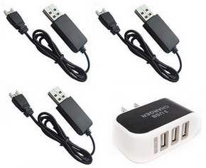 Wltoys XK A500 1 to 3 charger adapter with 3* USB wire set