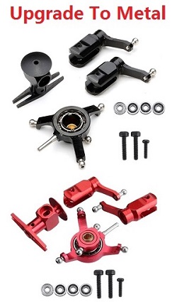 Shcong Wltoys WL XK K110 K110S RC helicopter accessories list spare parts upgrade to metal parts set Red + Black - Click Image to Close
