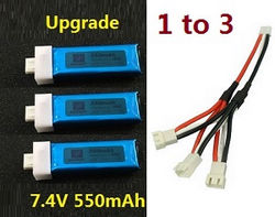 Shcong XK K120 RC helicopter accessories list spare parts 1 to 3 charger wire + 3* 7.4V 550mAh battery