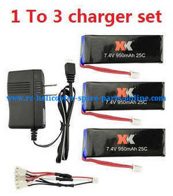 Shcong XK X251 quadcopter accessories list spare parts 1 to 3 charger wire + charger + 3* battery set