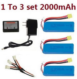 Shcong XK X350 quadcopter accessories list spare parts 1 to 3 charger set + 3*battery 11.1V 2000mAh set