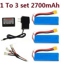 Shcong XK X350 quadcopter accessories list spare parts 1 to 3 charger set + 3*battery 11.1V 2700mAh set - Click Image to Close