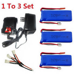 Shcong Wltoys XK X420 RC Airplanes Helicopter accessories list spare parts 1 to 3 charger set + 3*7.4V 900mAh battery set