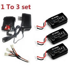 YXZNRC F120 Yu Xiang F120 1 to 3 balance charger box set + 3*7.4V 500mAh 30C lipo battery set