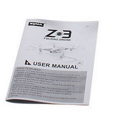 Shcong Syma Z3 RC quadcopter accessories list spare parts English manual instruction book